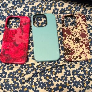 Casely Floral and Solid Phone Cases - Red, Blue, and Brown. iPhone 16 pro
